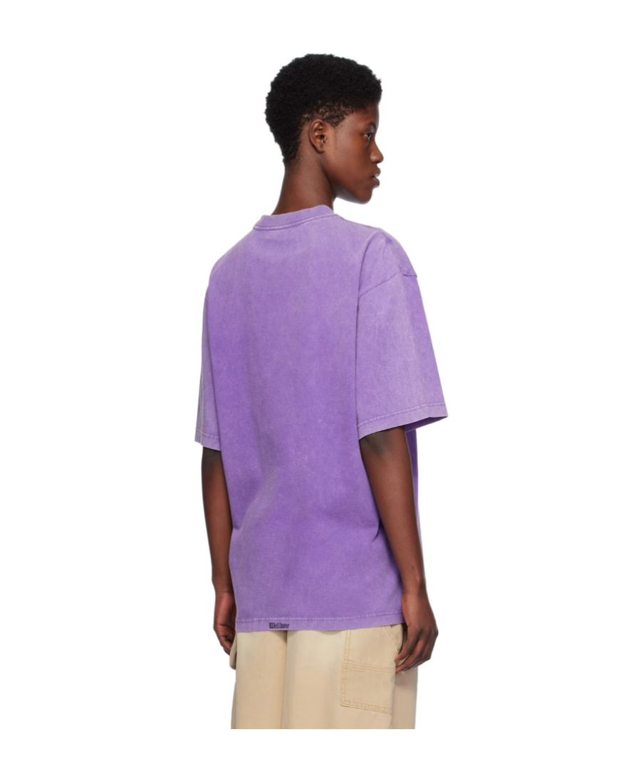 We11 Done T-shirt With Round Neck And Short Sleeves In Purple