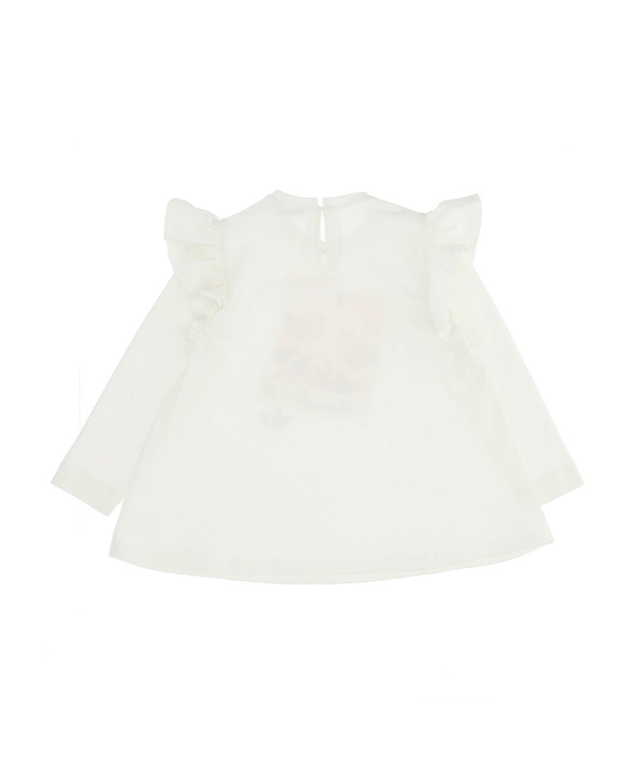 Monnalisa Long-sleeved Pattern T-shirt In White