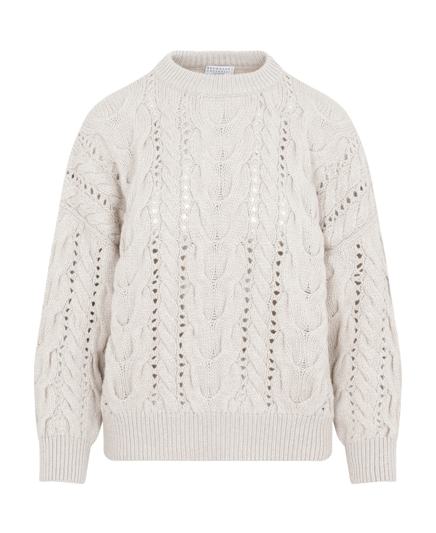 Brunello Cucinelli Openwork Cable-knit Jumper In White