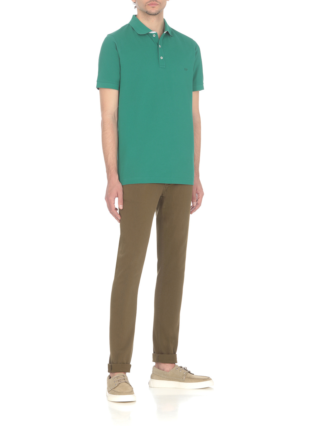 Fay Logo-embroidered Piqué Polo Shirt In Green