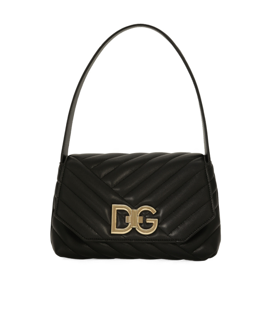 Dolce & Gabbana Logo-buckle Padded Leather Bag In Black