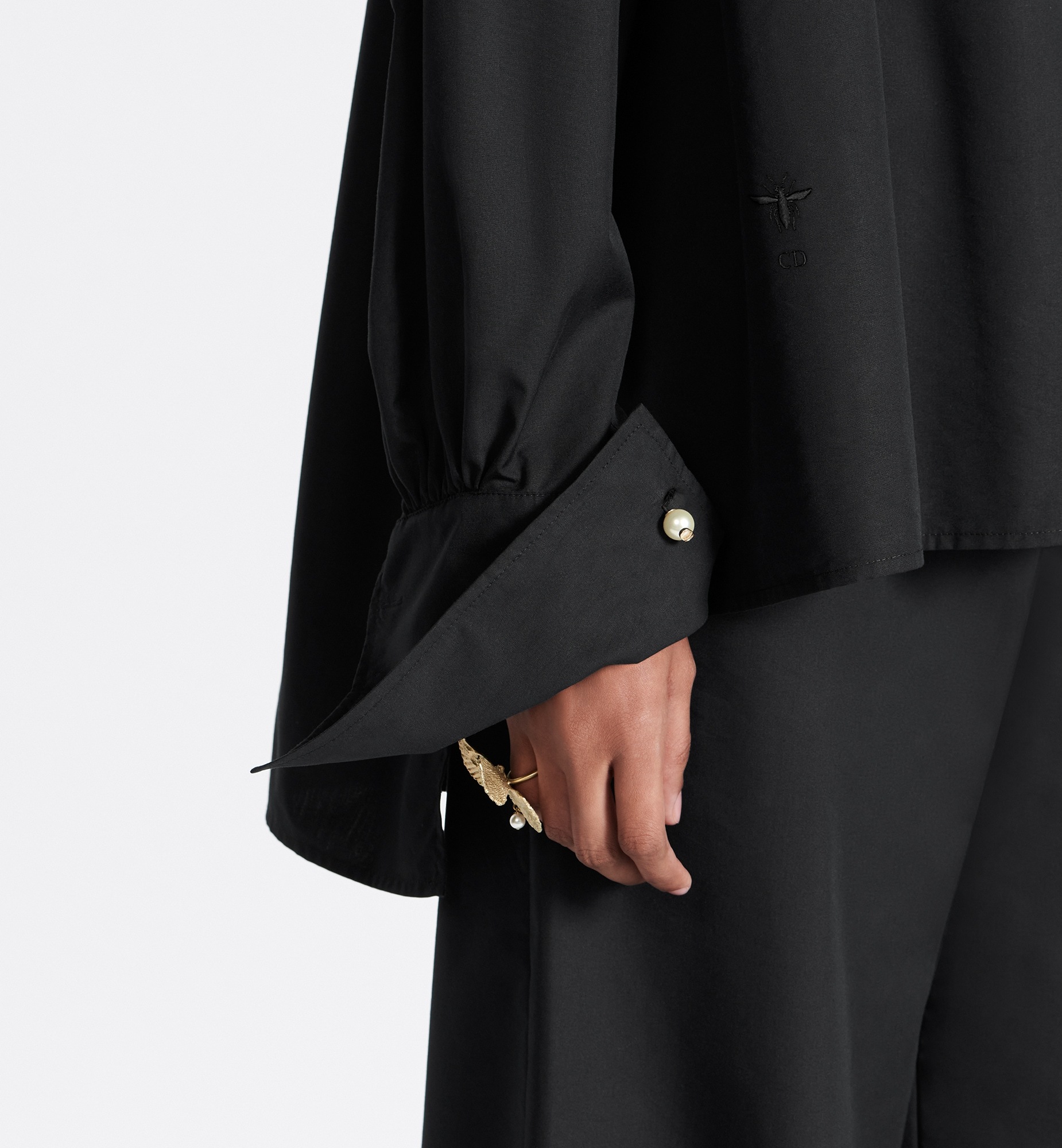 Dior Little Bee Embroidered Shirt In Black