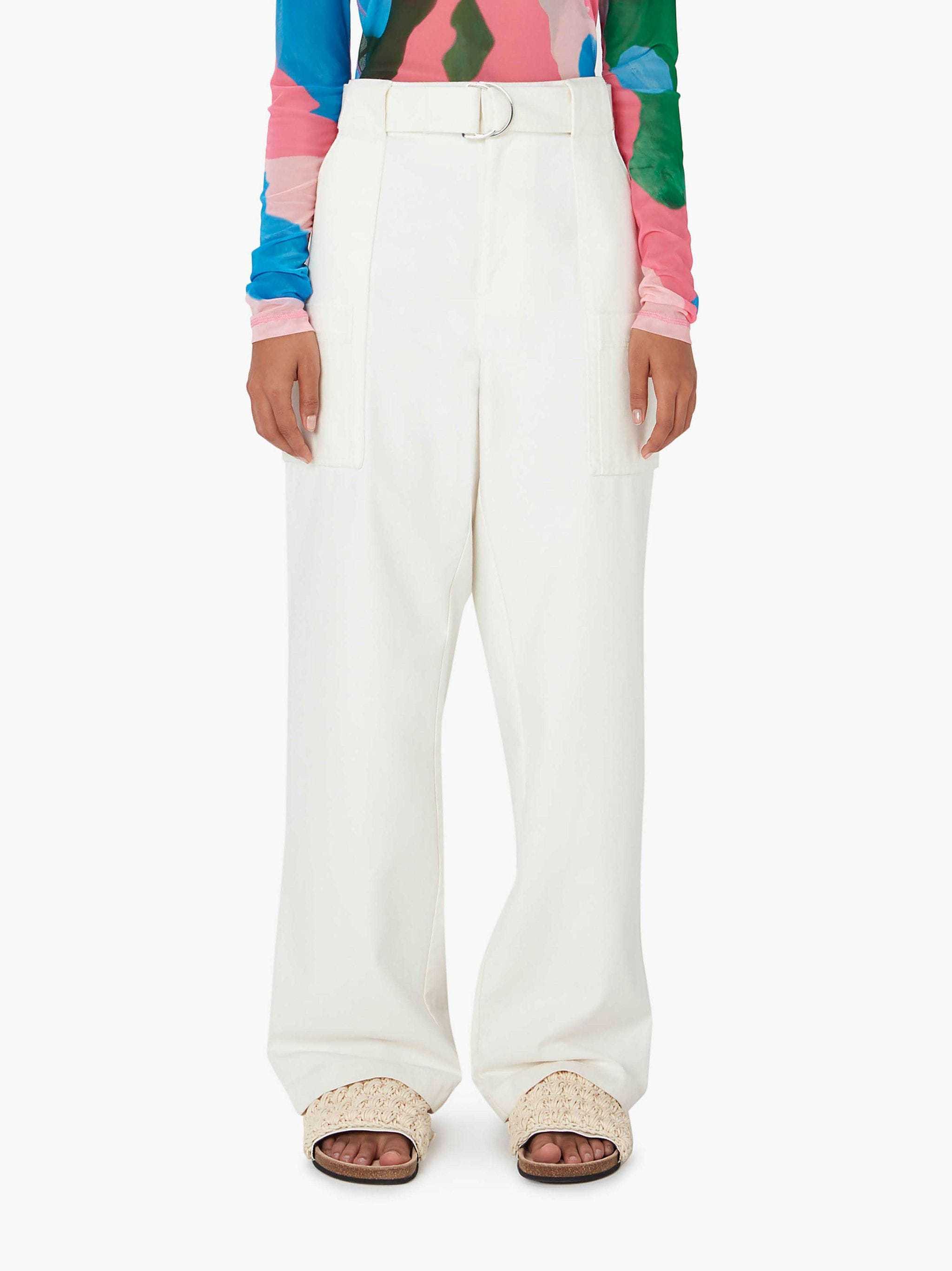 Jw Anderson Wide-leg Cotton Cargo Trousers In White
