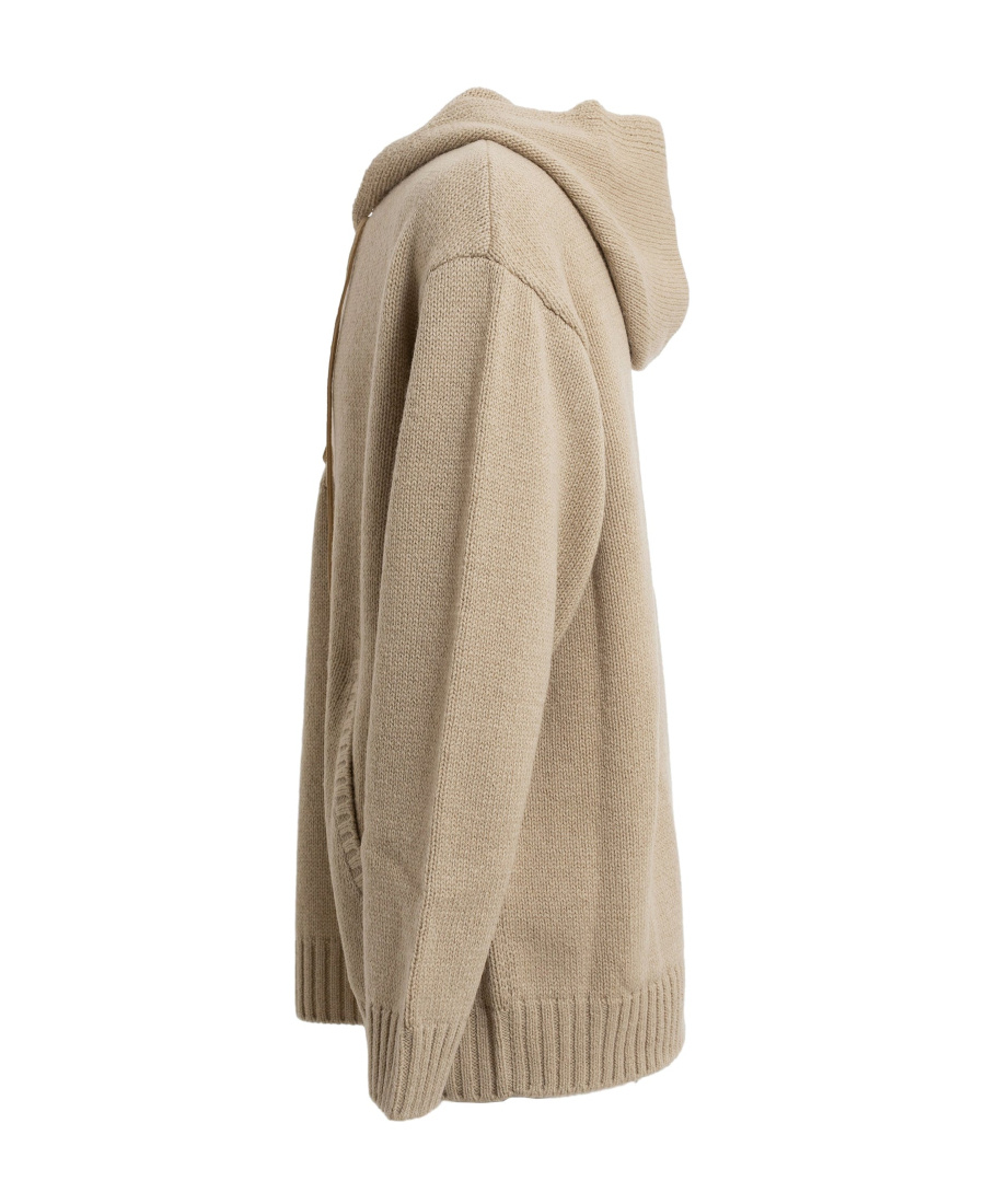 Undercover Lace-up Wool Hoodie In Nude