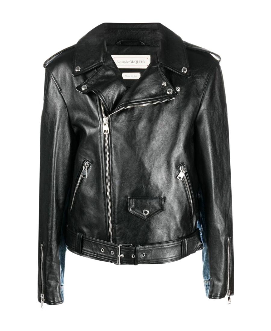 Alexander Mcqueen Men's Combo Biker Jacket In Black
