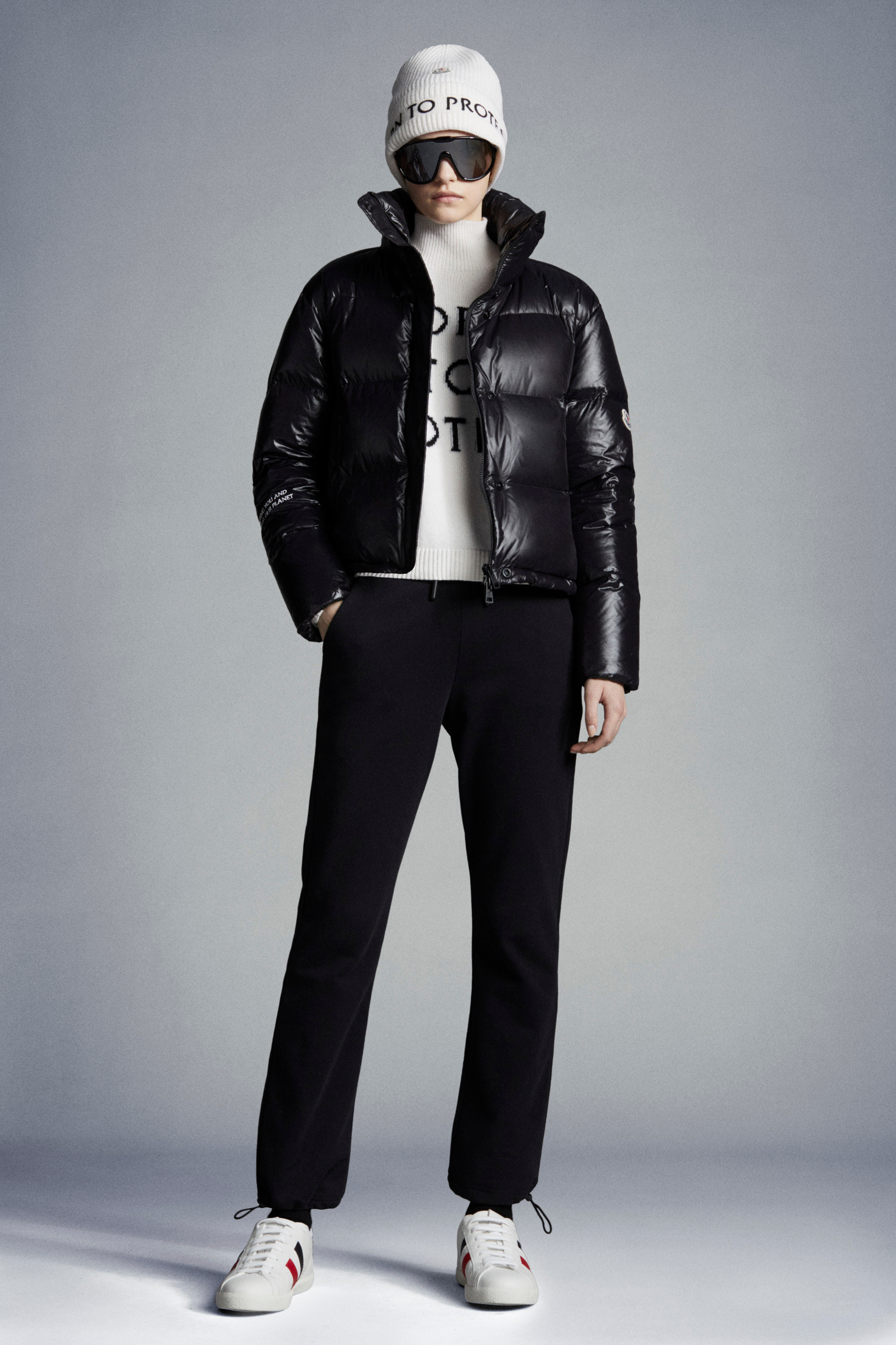 Moncler Born To Protect Logo-patch Trousers In Black