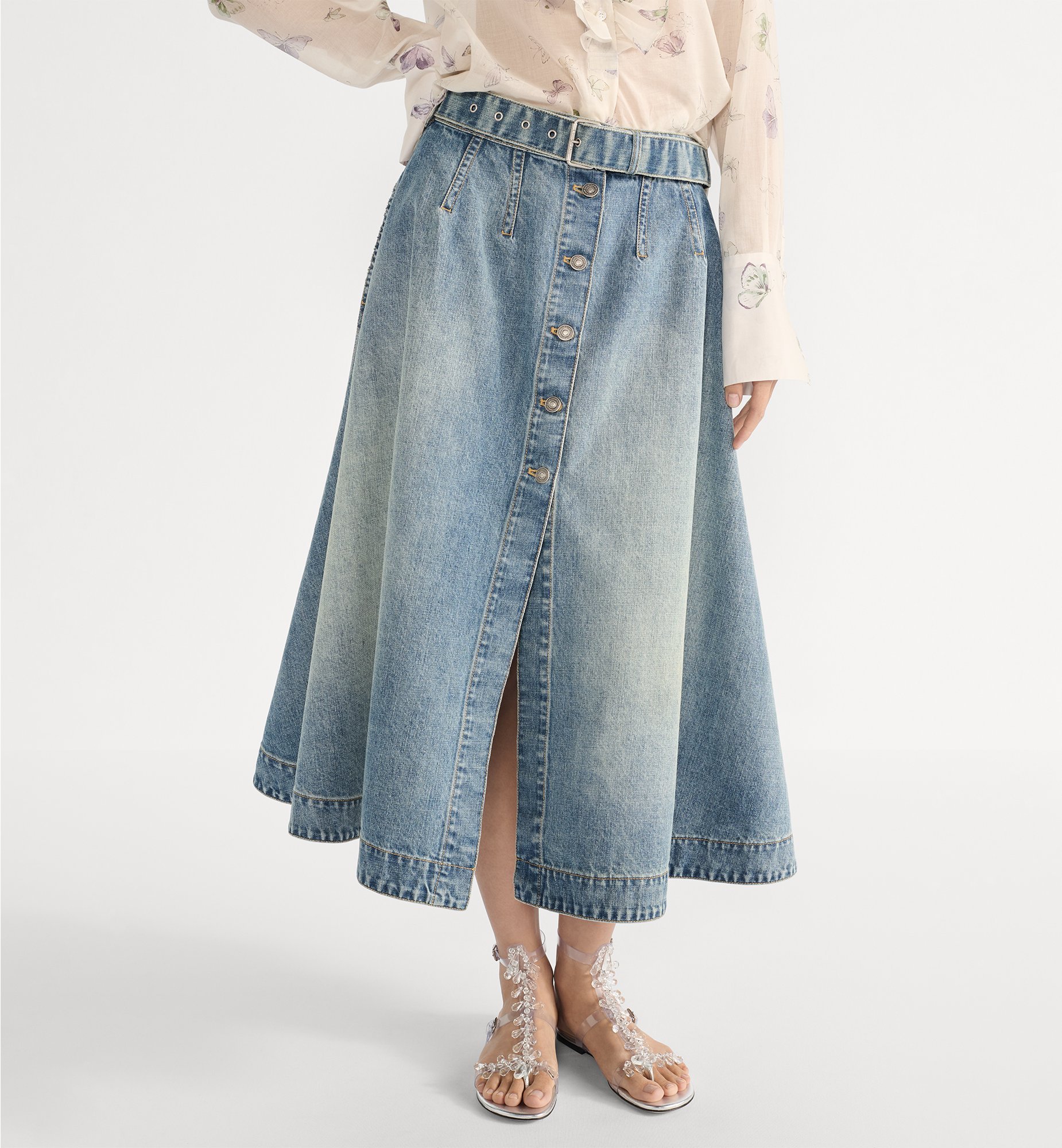 Dior Mid-length Flared Skirt In Blue