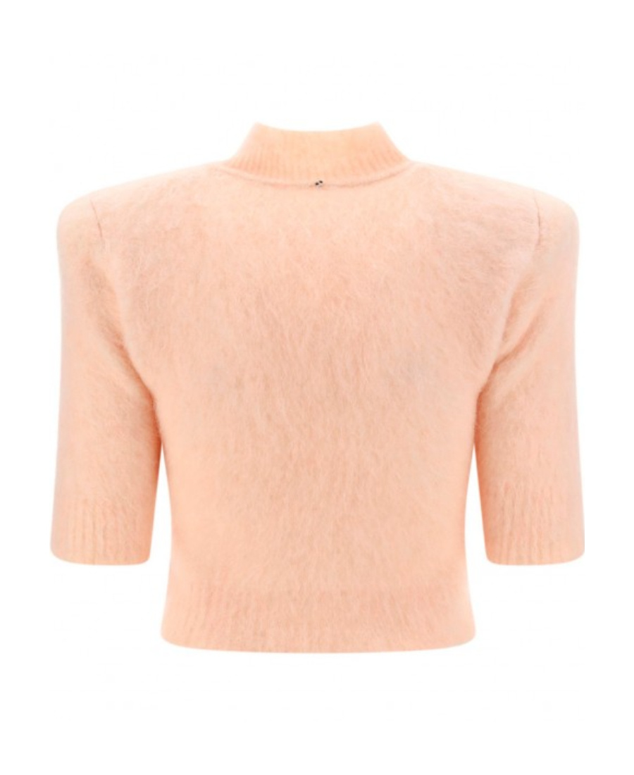 Sportmax High-neck Cropped Knit Top In Pink
