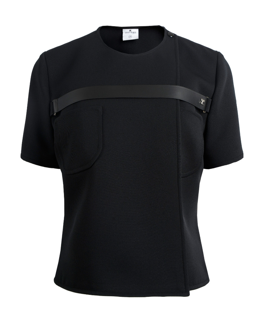 Courrèges Strap Racer Twill T-shirt In Black