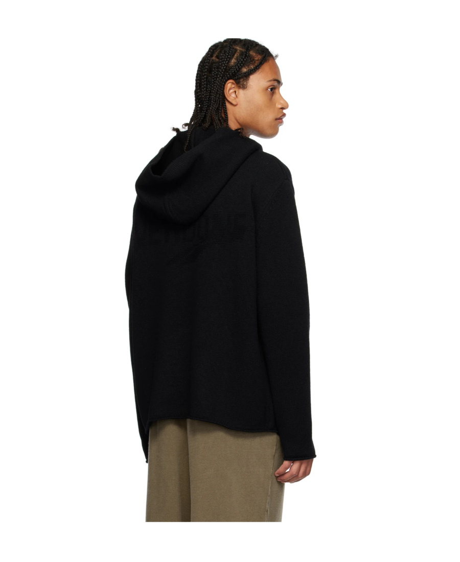 We11 Done Drop-shoulder Fleece Hoodie In Black