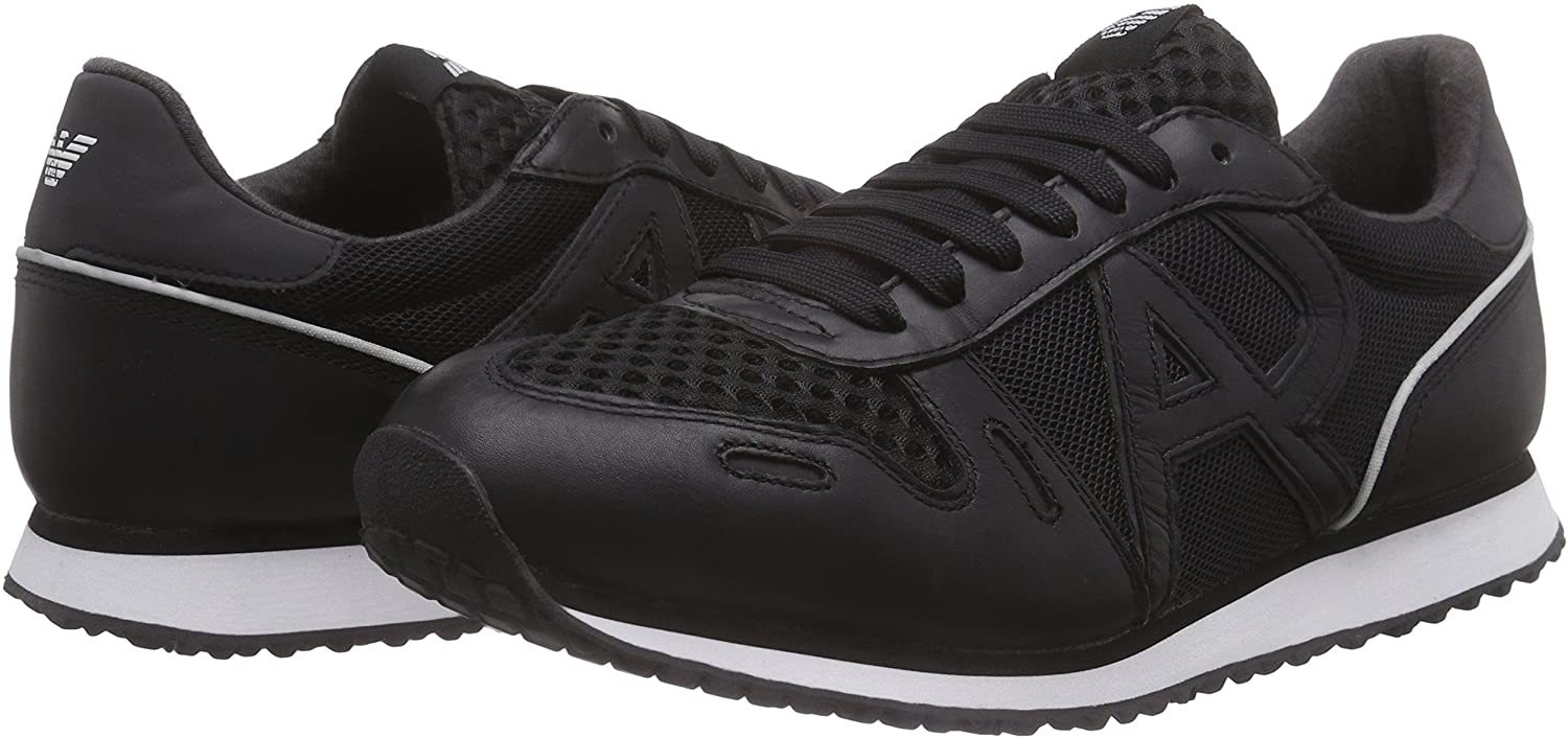 Armani Jeans Black Logo Casual Sneakers In Black