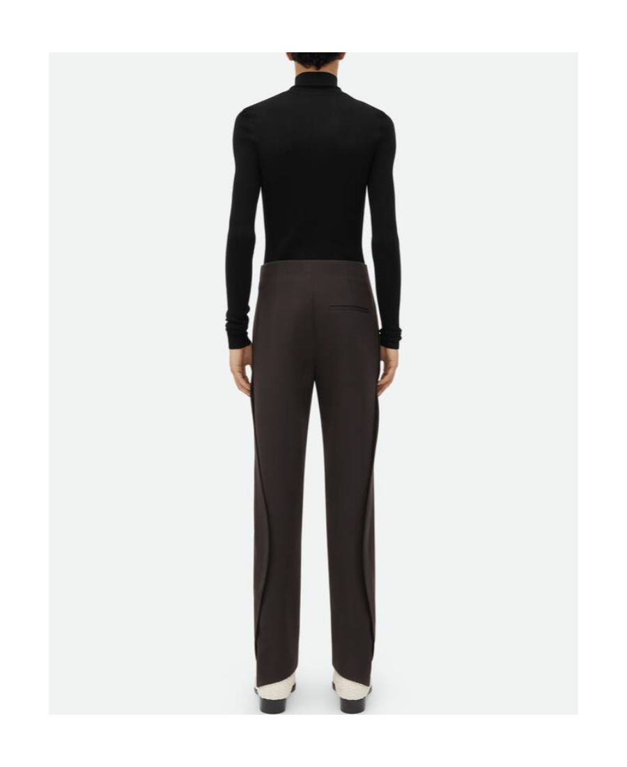 Bottega Veneta Curved Wool Casual Pants In Black