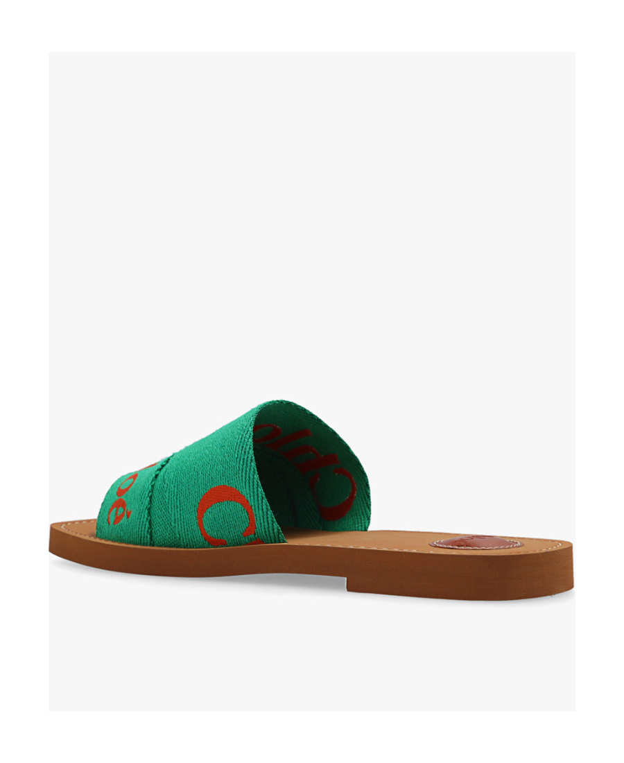 Chloé Logo Slippers In Green