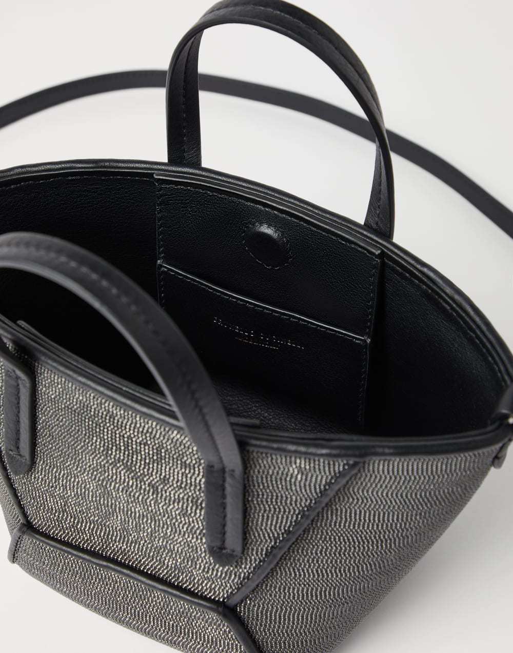 Brunello Cucinelli Precious Bc Duo Mini Bag In Grained Leather In Black