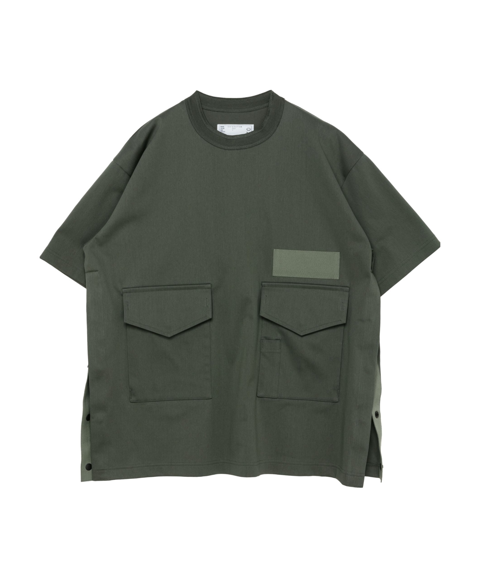 SACAI FLAP POCKETS COTTON T-SHIRT