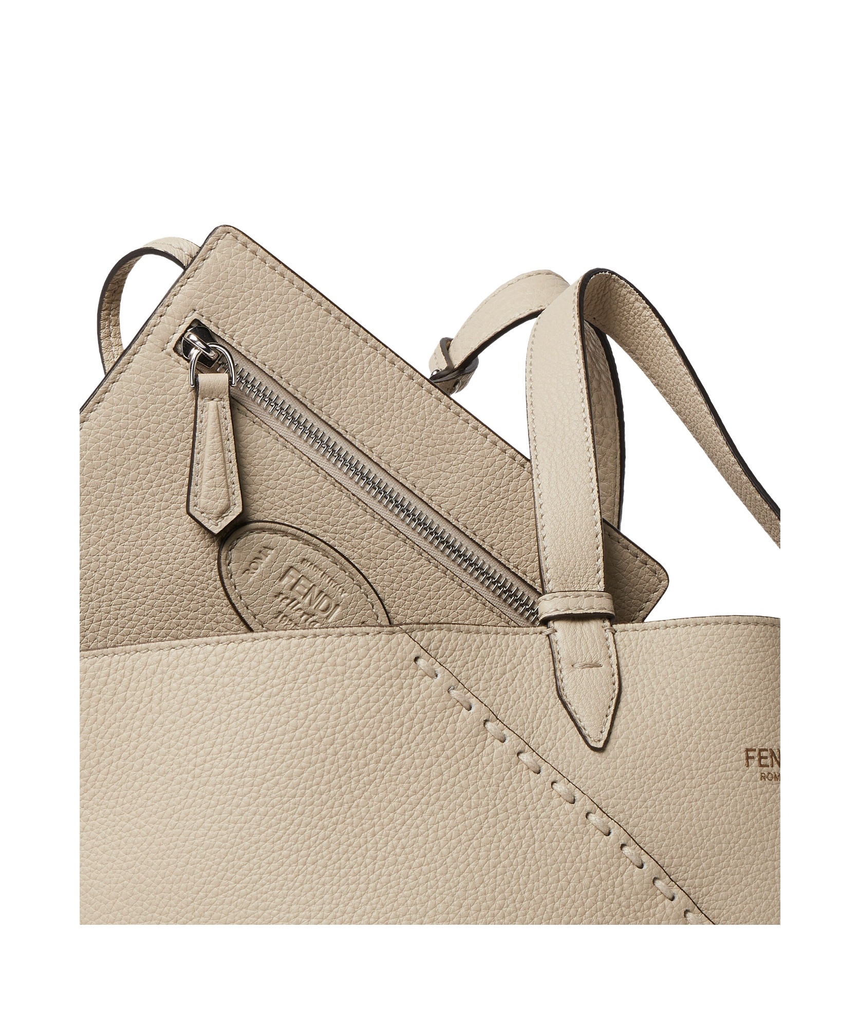 Fendi Diagonal Shopping Small Selleria In Nude