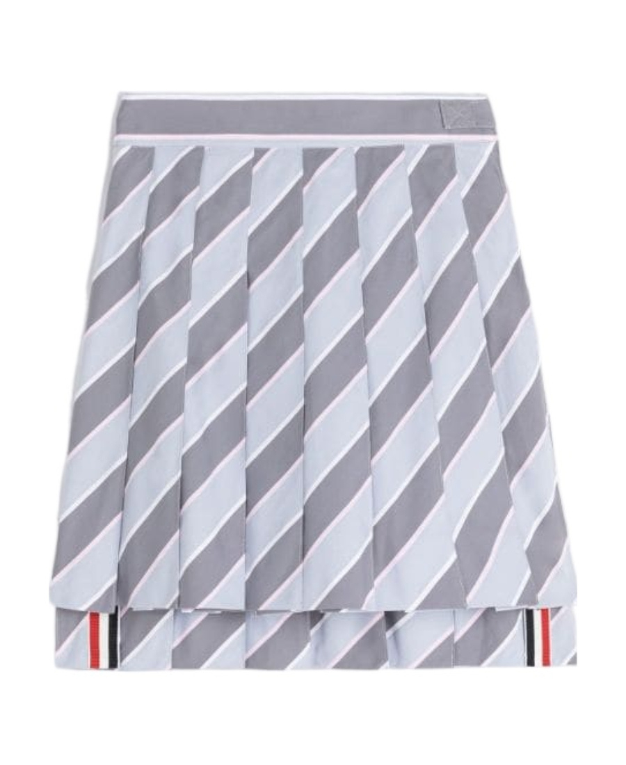 Thom Browne Stripe-print Pleated Skirt In White