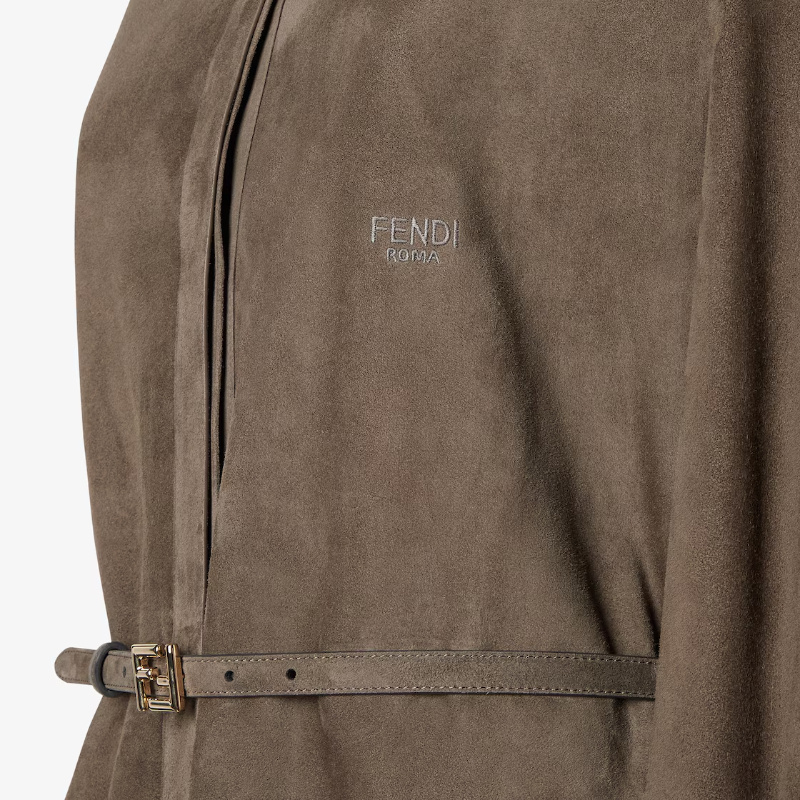 Fendi Gray Suede Shirt In Brown