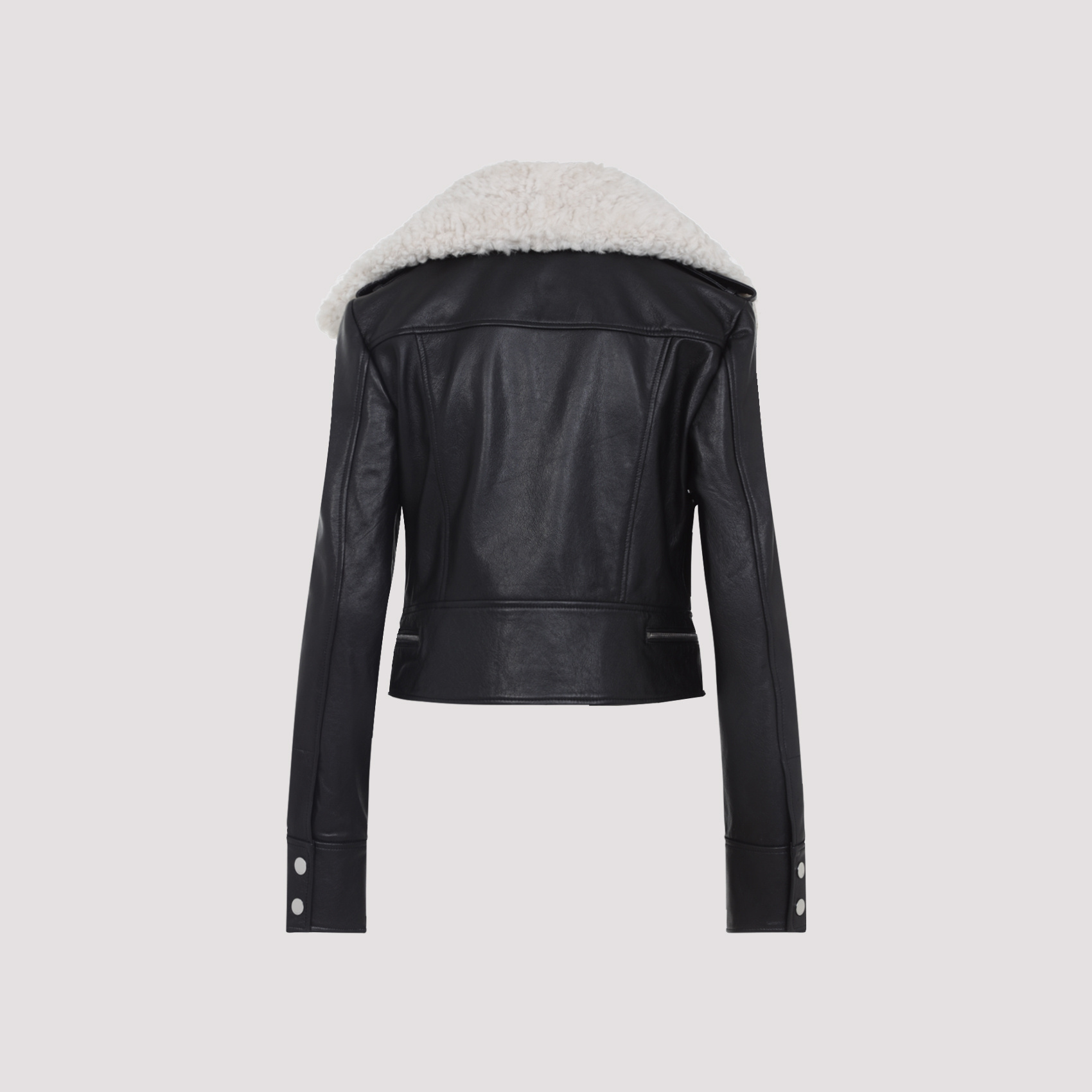Sportmax Toscana Cropped Leather Biker Jacket In Black