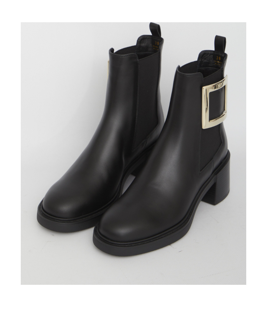 ROGER VIVIER VIV' RANGERS METAL BUCKLE CHELSEA BOOTS IN LEATHER