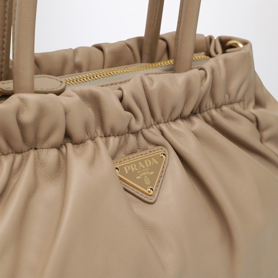 Prada Double Handle Shoulder Bag In Neutral