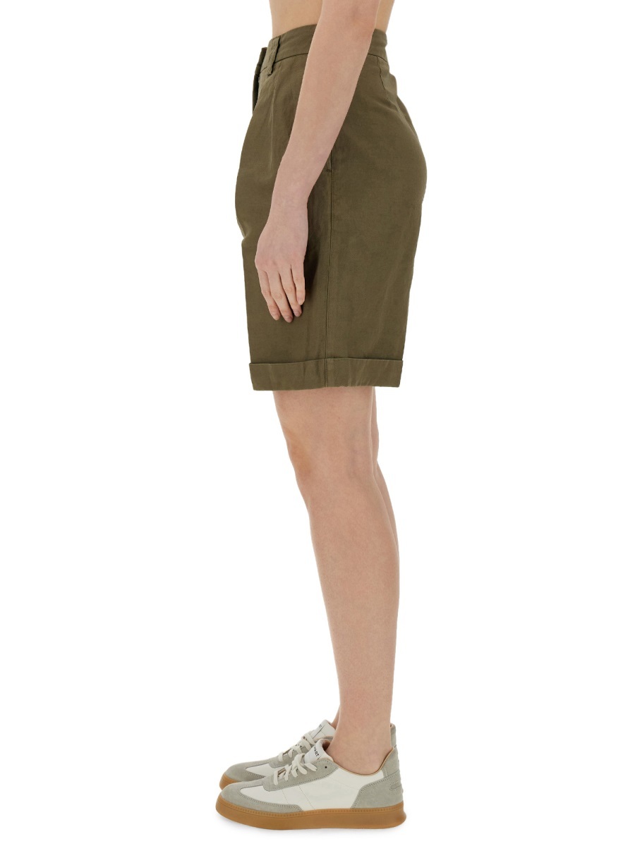 Aspesi Tailored High-waisted Cotton-linen Shorts With Pleated Front