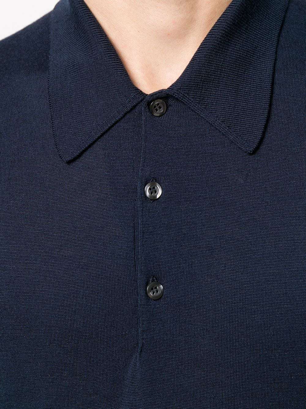 John Smedley Belper Buttoned Knitted Polo Shirt In Black