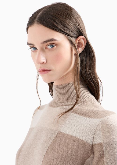 EMPORIO ARMANI MOCK-NECK CHECK-PATTERN SWEATER