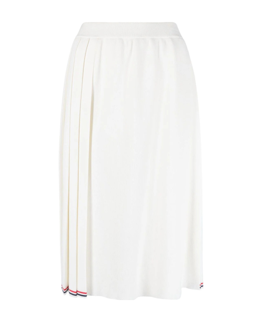 Thom Browne Rwb-stripe Pleated Wrap Skirt In White