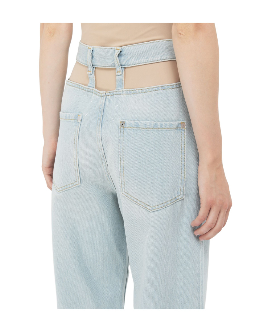 Maison Margiela Deconstructed High Waist Jeans In Blue