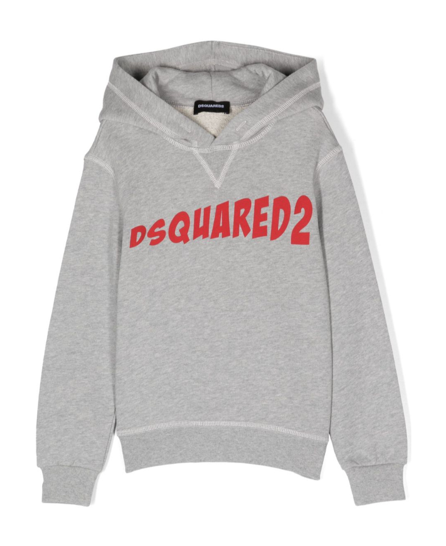 Dsquared2 Kids Logo Printed Long-sleeved Hoodie In Gray