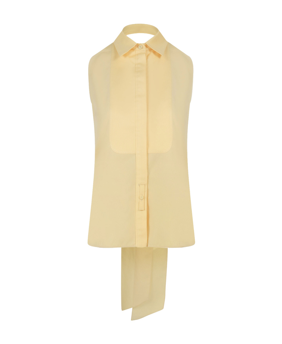Max Mara Lapel Sleeveless Blouse In Yellow