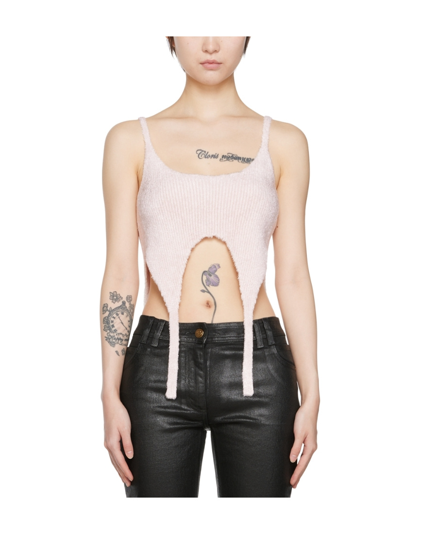 Balmain Rib Knitted Vest In Nude