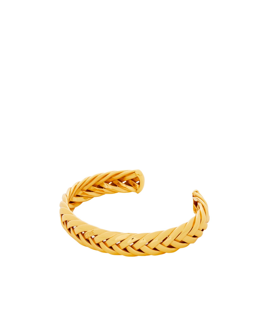 Loewe Thin Braided Cuff In Sterling Silver In Gold
