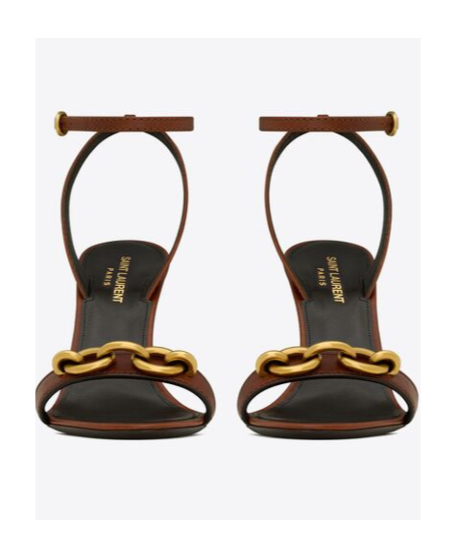 Saint Laurent Le Maillon Leather Sandals In Brown