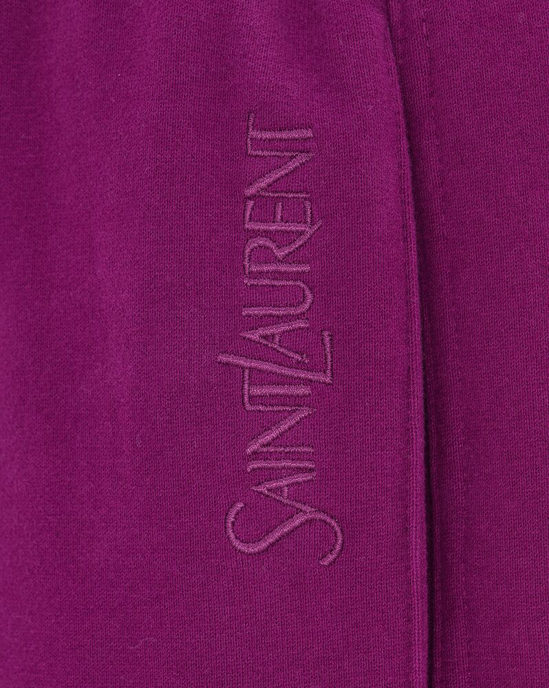 Saint Laurent Embroidered-logo Cotton Track Pants In Purple