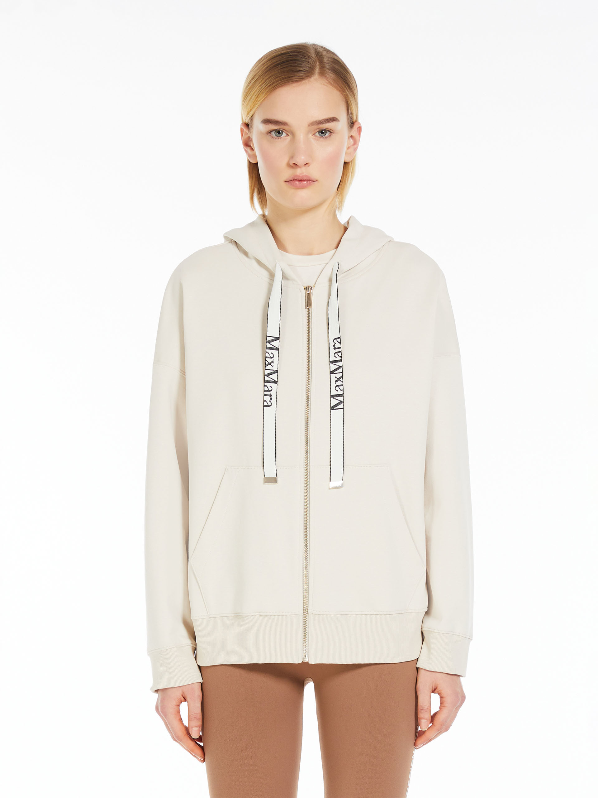 Max Mara Pull Rope Hooded Sweater In Neutral