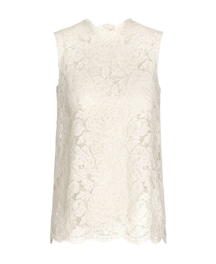 Dolce & Gabbana Women's Floral Lace Sleeveless Top In White