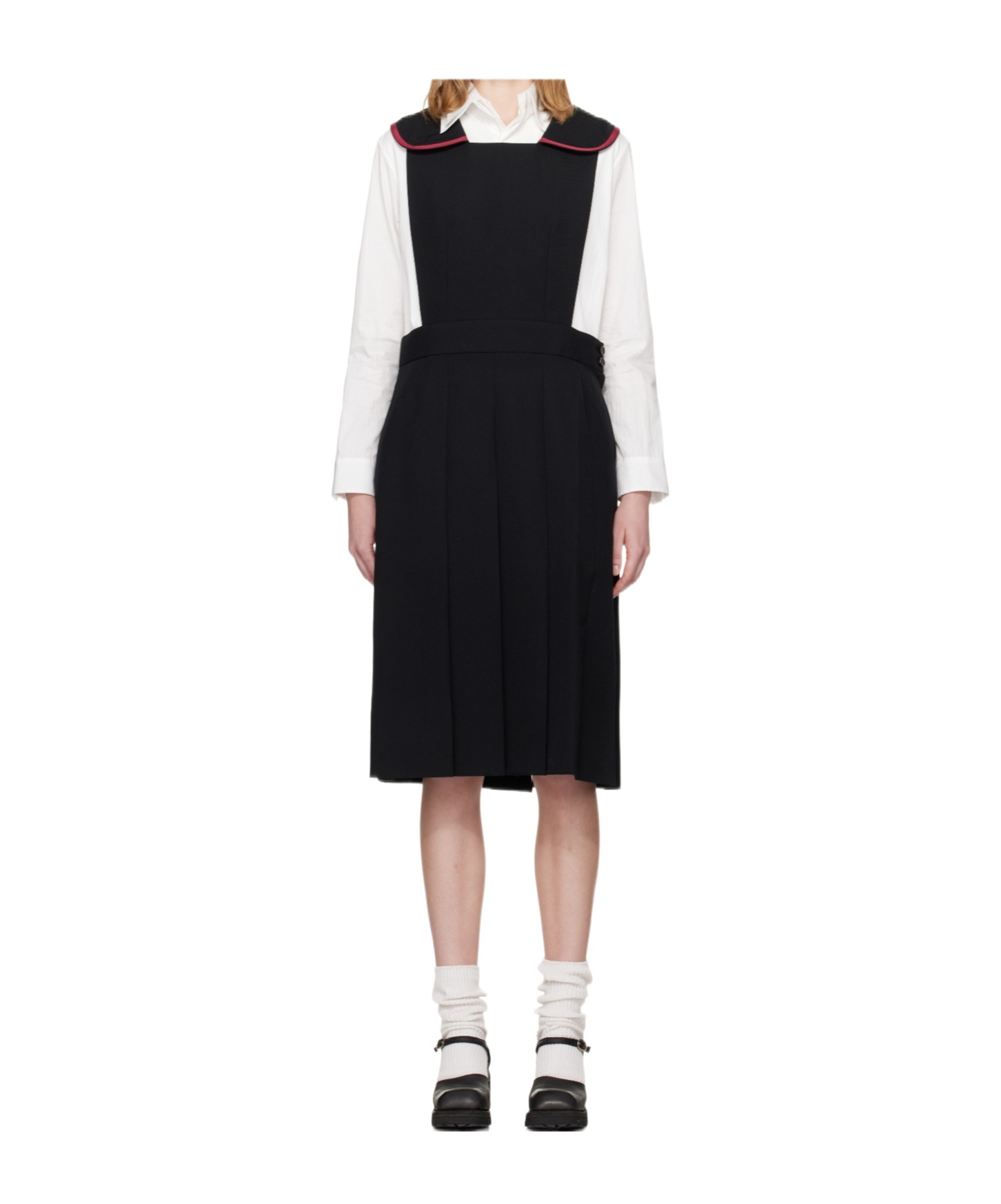 Comme Des Garçons Square Collared Pinafore Dress In Black