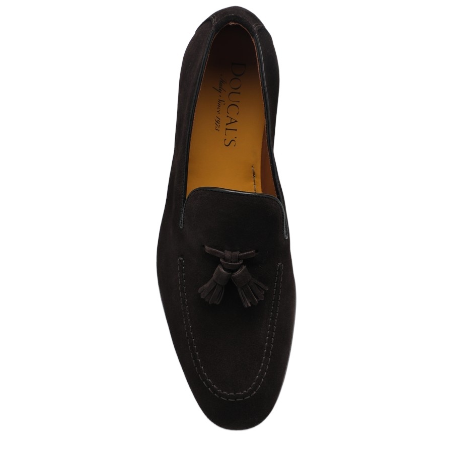 Doucal's Round Head Loafer Shoes In Black