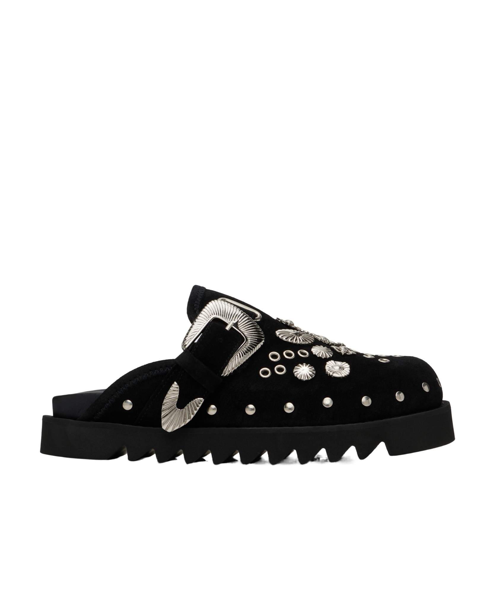 Toga Virilis Ssense Exclusive Brown Leather Studded Clogs In Black