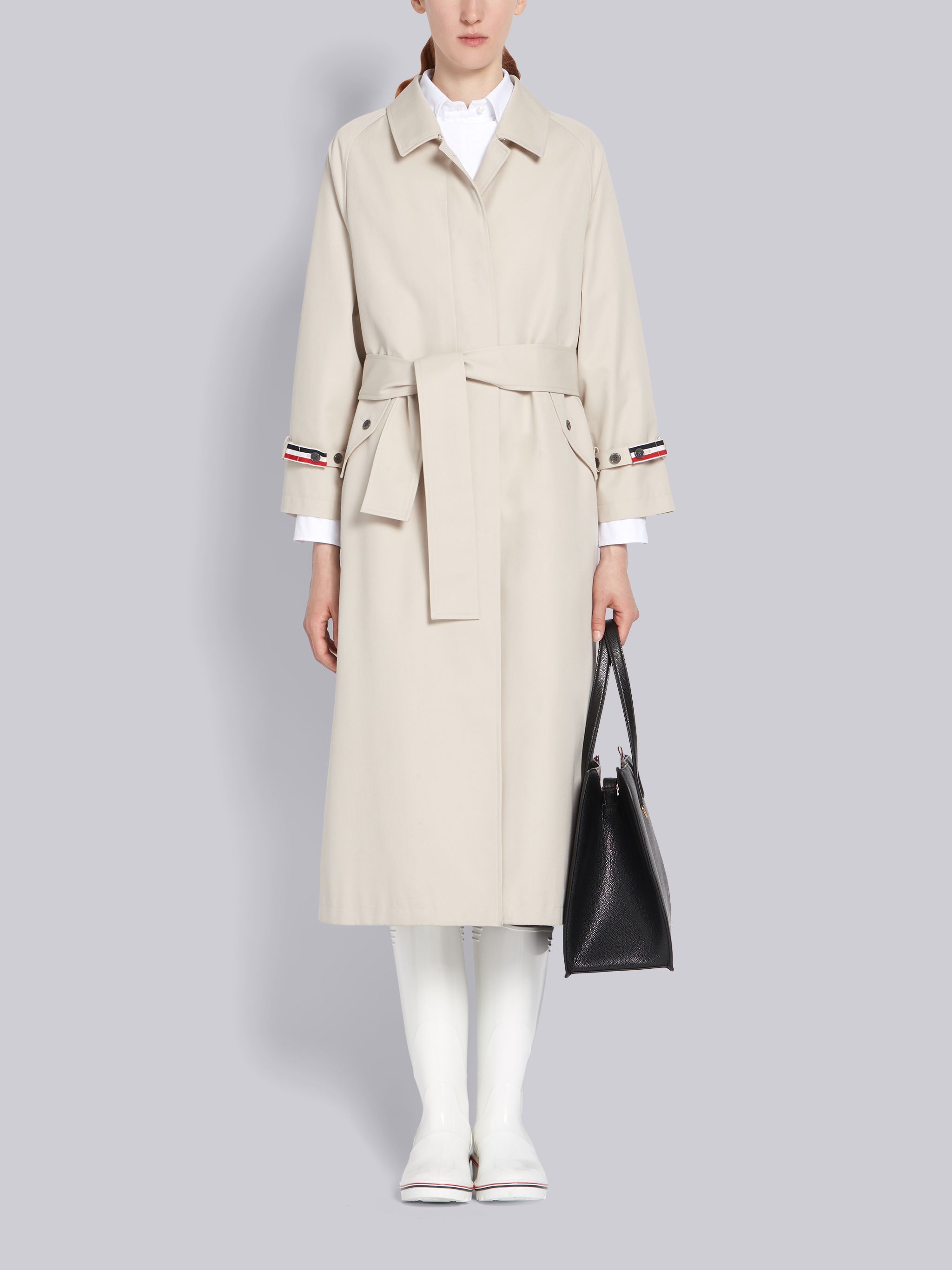 Thom Browne Raglan-sleeve Waterproof Trench Overcoat In White