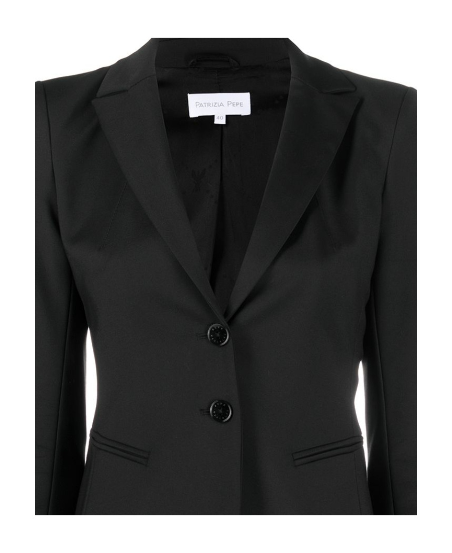 Patrizia Pepe Single-breasted Tailored Jacket With Bow Detail In Black