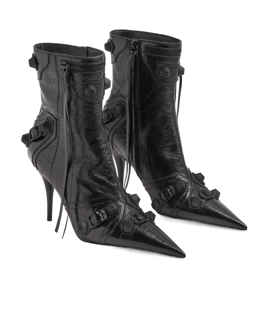 Balenciaga Cagole 50 Ankle Boots In Lamb Leather In Black