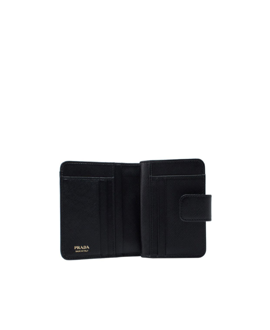 Prada Saffiano Leather Bi-fold Wallet In Black
