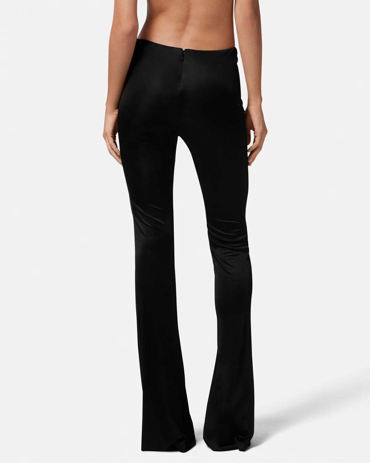 Versace X Dua Lipa Knotted Flared Trousers In Black