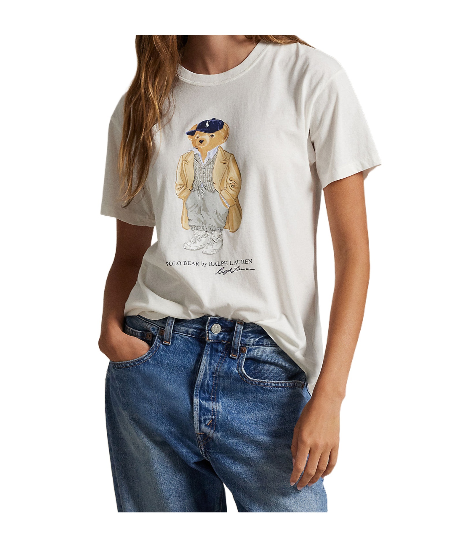 Polo Ralph Lauren Ivory Cotton Jersey T-shirt With Iconic Embroidered Polo Bear In White
