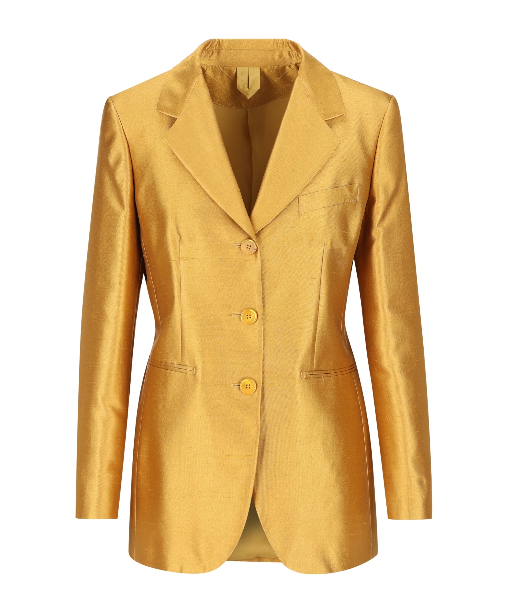 Max Mara Silk-blend Metallic Blazer In Yellow