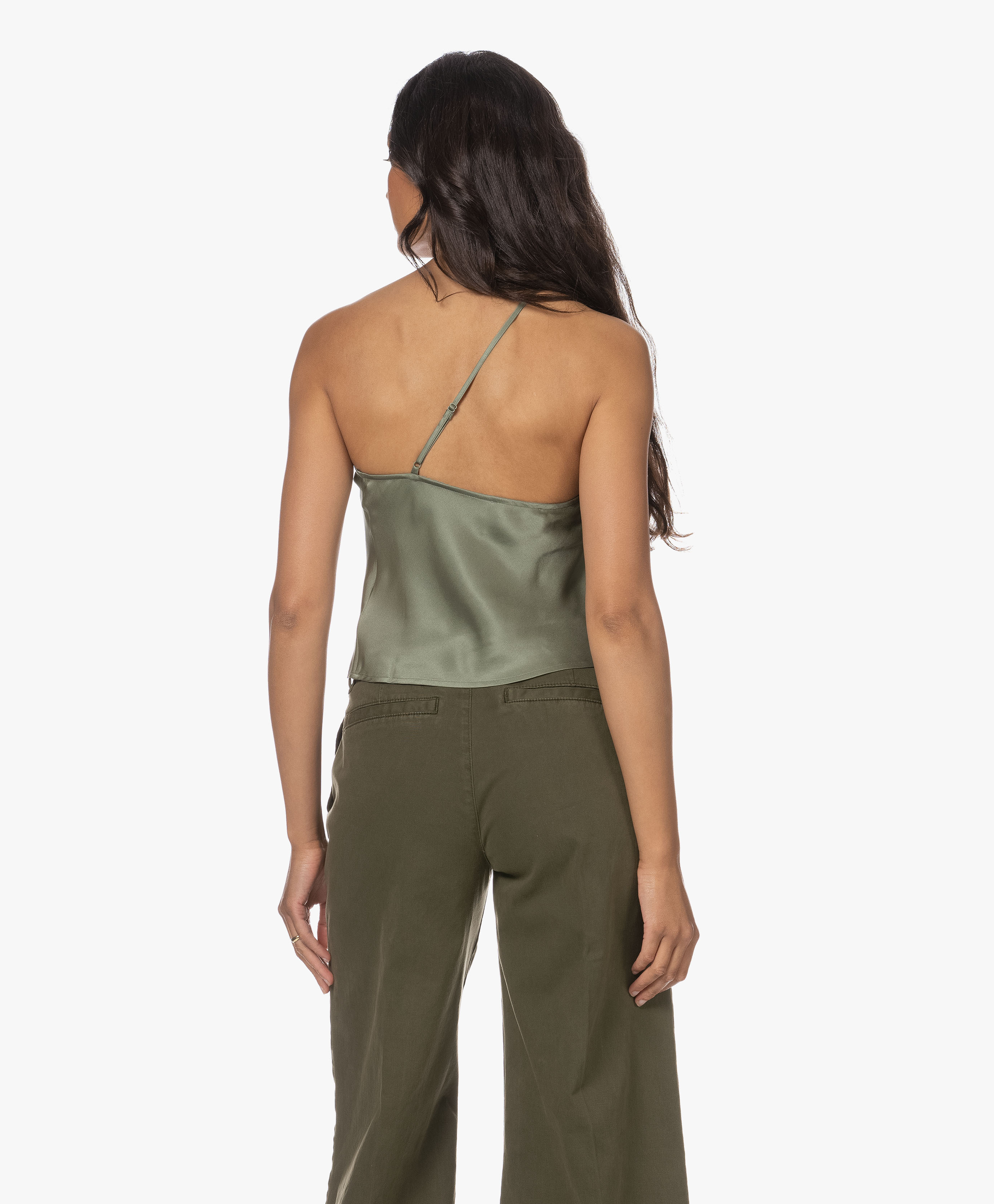 ANINE BING ONE-SHOULDER SILK TOP 