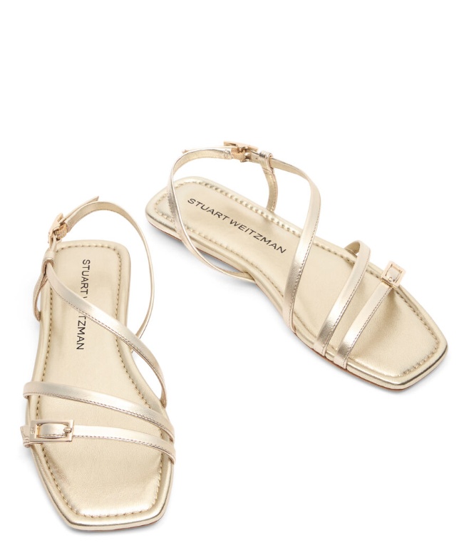 Stuart Weitzman Square Toe Flat Sandals